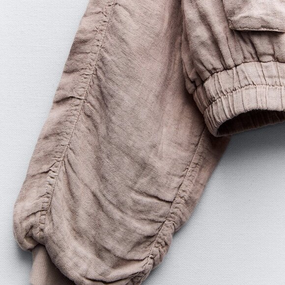 ZARA LINEN PANTS AND LINEN BOMBER JACKET SET - Picture 7 of 8